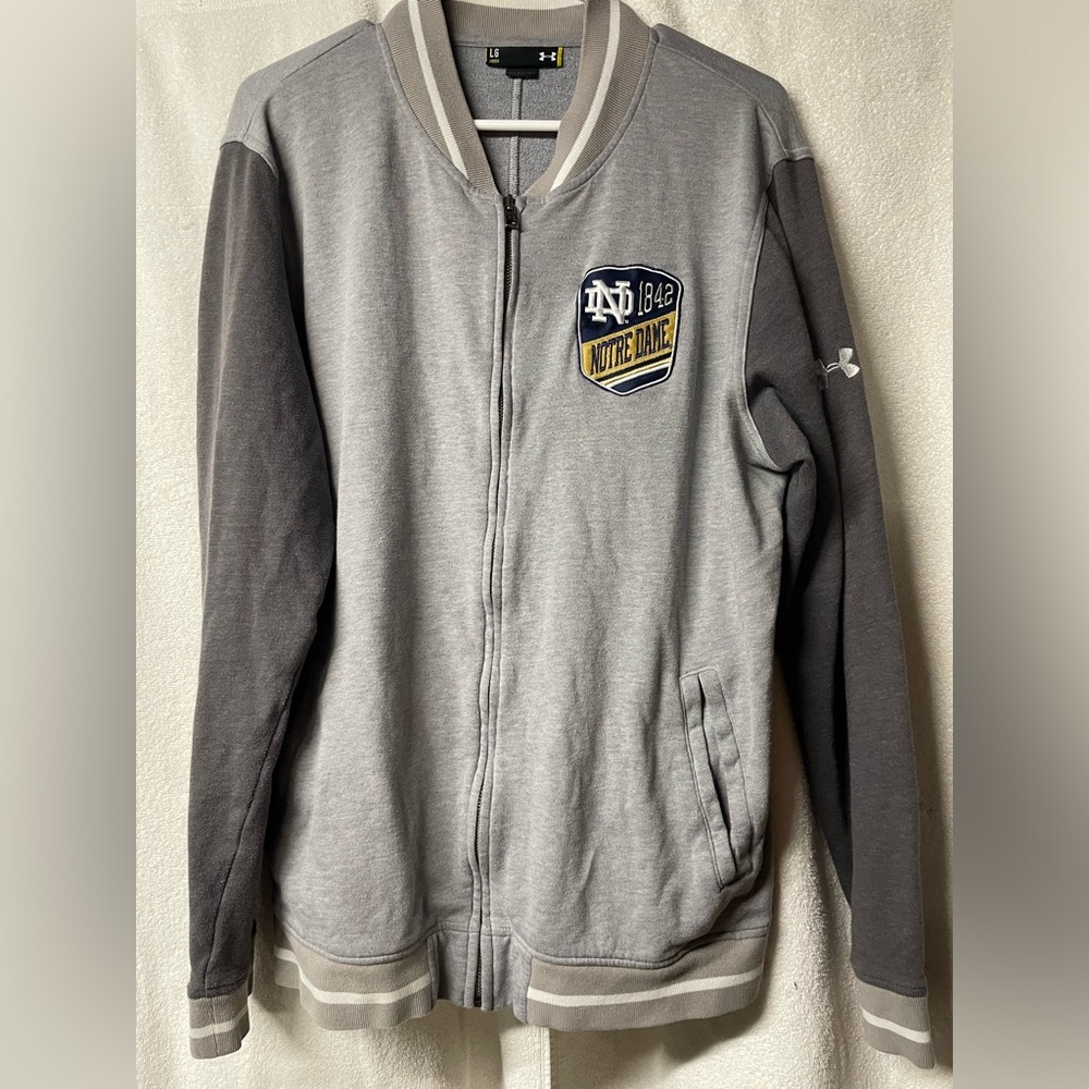 Under Armour Gray Notre Dame Zip-Up Jacket Mens Large